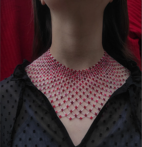 <b>Statement</b> <b>Necklace</b> With a Traditional Pattern. Colorful Beaded Ukraine <b>Necklace</b> Fringe Beaded Bandana - Product Image 1