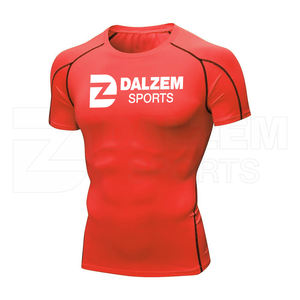 Camisetas de compresión de alta calidad recién llegadas al por mayor, ropa para correr, medias mangas deportivas para Fitness, protección contra sarpullidos, medias sólidas - Product Image 2