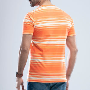 Drop Shipping Color Block T-shirts à rayures pour hommes Col rond Vente en gros T-Shirt à rayures O-Neck Short Sleeves Stripe Tee Custom - Product Image 4