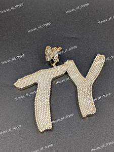 จี้ตัวอักษร TY ประดับเพชรโมอิสซาไนต์ เงินแท้ 925 สไตล์ฮิปฮอป สร้อยคอแฟชั่นสำหรับผู้ชายและผู้หญิง - Product Image 5