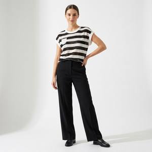 Maglietta Casual Sottile con Collo a O, Traspirante, Manica Corta, Stile Marinaio, 25% Lino 20% Lyocell - Product Image 1