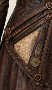 Abrigo de cuero para mujer con bolsillos vintage y diseño con cinturón - Product Image 4