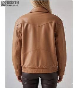 Fashion <b>Women</b> Genuine <b>Leather</b> <b>Jacket</b> <b>Real</b> <b>Leather</b> Outerwear Slim Fit Warm <b>Jacket</b> <b>For</b> Autumn And Winter Wear Custom <b>Leather</b> - Product Image 2