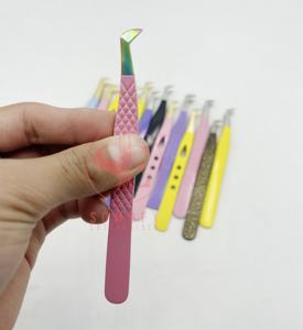 Mini ensemble professionnel de pinces à épiler d'extension de cils en acier inoxydable Volume personnalisé pointe en fibre faux cils durables - Product Image 4