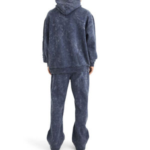 2025 hiver décontracté solide à la mode lavage à l'acide survêtement hommes OEM Logo personnalisé coupe régulière surdimensionné deux pièces ensembles lavés personnalisés - Product Image 6