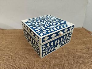 Calidad Premium Perfect Blue Bone Inlay Jewelry Bone Inlay Box Paquete de joyería Cajas de anillos personalizadas Joyero BY HF CRAFTS - Product Image 3