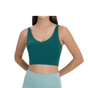 Wholesale 2024 Latest Design Women's Sport Bra Sets 100% Cotton Stretchable <b>Crop</b> <b>Tops</b> Cropped T Shirts in Plus Sizes Front Logo - Product Image 2