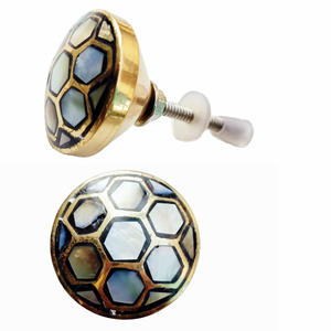Brass Mother of Pearl Knobs & Pull Handle Handicrafts for Bedroom Kitchen Bathroom Living Room Wardrobe Drawers & <b>Doors</b> - Product Image 2