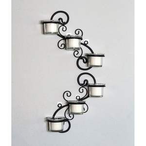 Black Wrought Iron <b>Wall</b> Mounted Tea <b>Light</b> <b>Candle</b> Stand Sconce Ornamental Glass Jars Home Decoration Accessories Weddings - Product Image 1