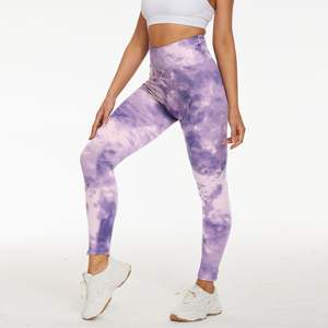 Leggings Deportivos Casuales para Mujer al por Mayor, Tie Dye y Color Sólido, Cintura Elástica, Transpirables, Pantalones de Yoga - Product Image 3