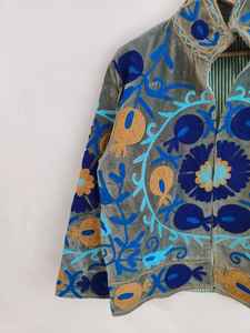 <b>Velvet</b> Suzani <b>Jacket</b> Boho Embroidered Floral Coat Handcrafted Tribal Uzbek <b>Jacket</b> Artistic Statement Outerwear - Product Image 4