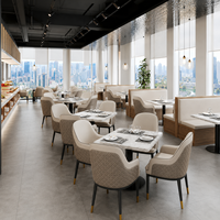 Ensemble de table à manger moderne et créatif pour restaurant commercial, 4 chaises avec dossier incurvé, chaise de qualité professionnelle pour restauration rapide