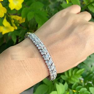 Solid 925 Sterling <b>Silver</b> Women's Hip Hop Iced Out Luxury 3.08CT Diamond <b>Cuff</b> Bangle <b>Bracelet</b> - Product Image 4