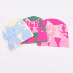 Bonnet d'hiver unisexe chaud de haute qualité, bonnet tricoté en acrylique personnalisé avec logo de créateur, bonnets de chalutier, motif de personnage - Product Image 6
