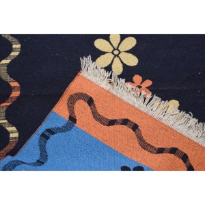 Alfombra Turca Pequeña de 2.6x5 pies (80x152 cm), Alfombra de Lana Vintage con Puntos Negros - Product Image 4