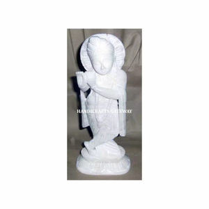 ประติมากรรมตั้งรูปพระกฤษณะหินอ่อนสีขาวบริสุทธิ์งานทำมือสำหรับการนมัสการในบ้านสำนักงานและวัด - Product Image 1