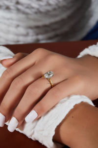 แหวนเพชรมออิสซาไนต์ทรงรีทรงยาว3กะรัตแหวนเพชรที่ทำจากน้ำแข็งประกายเพชรเครื่องประดับสำหรับเจ้าสาวคลาสสิก - Product Image 5