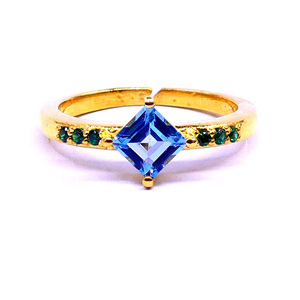 Vintage Style Wedding Wear Finger <b>Ring</b> 925 Sterling Silver with Blue Topaz Gemstones Classic <b>Couple</b> Trendy Gold Plated Design - Product Image 5
