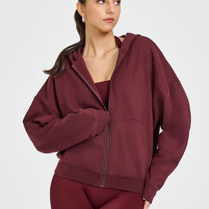 Sudadera con Capucha de Peso Medio para Mujer, de Madera de Palisandro, de Alta Demanda, Antiarrugas y Transpirable, Sudadera con Capucha Lisa para Gimnasio, con Cierre - Product Image 1