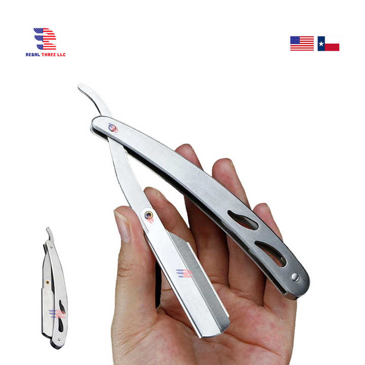 3 Pcs Set Barber Cut Throat Straight Razor Salon Face & Body Hair Cleaning Shaving & Hair Cutting Stainless Steel Blade