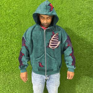 Jersey de gran tamaño 100% sudaderas con capucha de algodón para hombre Sudadera con cremallera 430 GSM Fleece Boxy Fit - Product Image 1