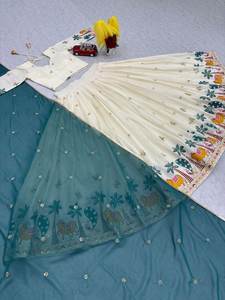 Lehenga choli กับ dupatta Flair 3.5 MTR ชุดสำหรับงานแต่งงานและงานปาร์ตี้ - Product Image 5