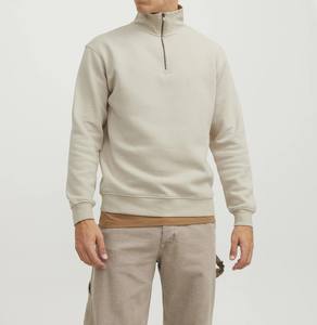 <b>Men's</b> <b>Fleece</b> Lined Pullover Cotton Sweatshirt Stand Neck Solid Print Loose Sweatshirt <b>Quarter</b> Zipper <b>men's</b> hoodies - Product Image 4