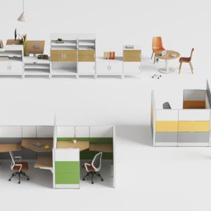 Système de bureau modulaire extensible OMNI <span class=keywords><strong>à</strong></span> 4 postes pour le télémarketing et les bureaux - Product Image 1