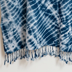 เสื้อคลุมเปลี่ยนเสื้อผ้าแบบมีฮู้ดสำหรับผู้ใหญ่ Shibori ลายย้อมสีคราม 100% ผ้าฝ้าย - Product Image 6