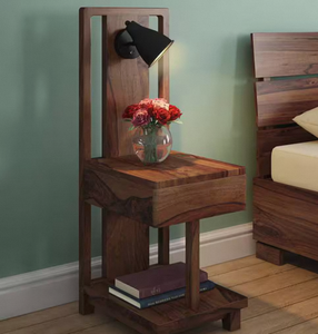 Eco-Friendly Solid Wood Storage Side <b>Table</b> in Teak Finish Modern Accent End <b>Table</b> for Entryway Home Decor Furniture - Product Image 1