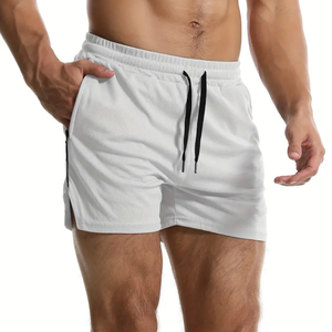 Pantalones cortos de entrenamiento para hombre de algodón ecológicos personalizados con cremallera, pantalones cortos deportivos para correr y entrenar con estilo de estampado informal - Product Image 3