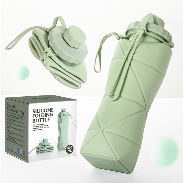 2024  Top Sellers Food Gradel 600ml Silicone Soft Reusable Portable Collapsable Travel Water Bottle