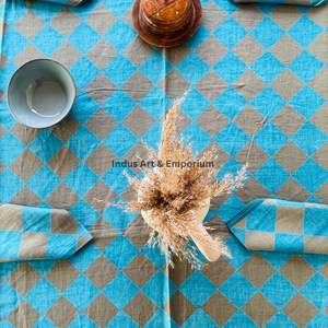 Mantel de Algodón Hecho a Mano en India, Hermoso Mantel de Algodón Estampado a Mano para Bodas, Mantel en Venta - Product Image 3