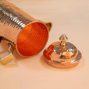 Pichet en cuivre martelé personnalisé bonne santé verres quotidiens pot de service d'eau en métal portable essentiel pour la maison - Product Image 2