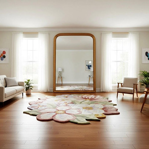 Alfombra Decorativa de Lana Suave con Forma de Flor, Hecha a Mano, para Sala de Estar o Decoración del Hogar para Picnic - Product Image 5