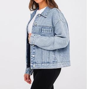 Veste en jean unisexe surdimensionnée de style vintage, design personnalisé, respirante, décontractée, en jean bleu, légère, vente en gros pour l'hiver - Product Image 2