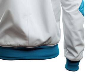 Chaqueta de Cuero de Alta Calidad para Hombre, Blanca y Azul, con Cuello de Béisbol, Cierre de Cremallera, Tejido Acanalado, Impermeable, Cortavientos, Elegante, Deportiva y Suave para Invierno - Product Image 6