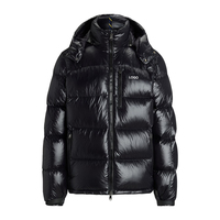 Veste matelassée d'hiver pour homme en nylon ripstop hydrofuge brillant, isolée avec du duvet 650 fill power, fermeture éclair, ajustable, pour l'extérieur