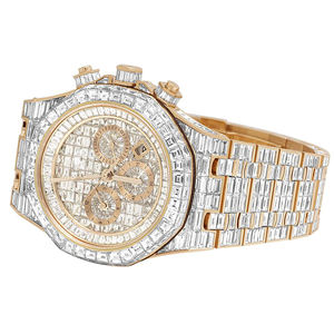 Montre-bracelet à quartz pour homme en acier inoxydable avec diamants moissanite, bracelet de 20 mm et verre traité - Product Image 6