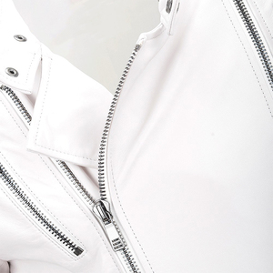 High Quality Men's Pearl White Genuine Leather Motorbike <b>Racing</b> <b>Jacket</b> Handmade Waterproof OEM Custom-Made Wholesale Low MOQ - Product Image 5