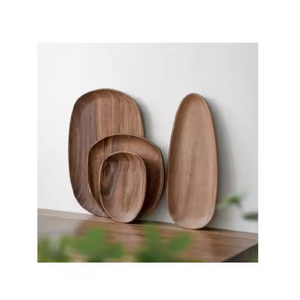 Assiettes à dîner en bois d'acacia noir solide personnalisées en gros Assiettes rondes à dessert faites à la main pour les occasions de fête par l'artisanat en croissant - Product Image 1