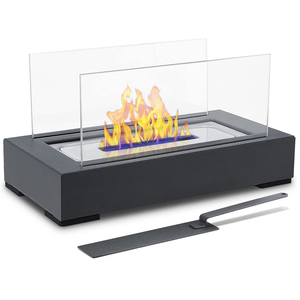 <span class=keywords><strong>Chimenea</strong></span> de <span class=keywords><strong>bioetanol</strong></span> moderna a prueba de viento de vidrio Ur-Health 2, <span class=keywords><strong>chimenea</strong></span> de <span class=keywords><strong>bioetanol</strong></span> de mesa rectangular <span class=keywords><strong>negra</strong></span> - Product Image 1