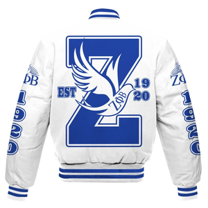 Zeta Phi Beta 1920 Bleu Blanc Vie Grecque ZPB Varsity Letterman Veste Sorority Chenille Patch Fondateurs Jour Manteau - Product Image 5