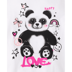 Camiseta con gráfico de amor de Panda para mujer, transpirable de verano con longitud corta camiseta blanca, tallas, rayas de malla plisadas, decoraciones con agujeros - Product Image 2