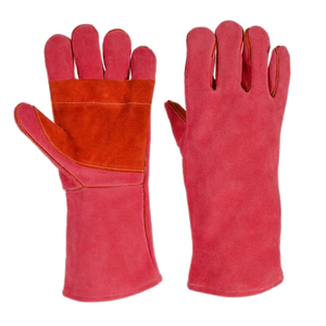 Guantes de soldadura de cuero dividido de piel de vaca reforzada, guantes de seguridad para barbacoa resistentes al calor y a la abrasión por chispas - Product Image 2
