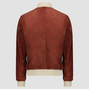 2025แจ็กเก็ตหนังกลับวินเทจสำหรับผู้ชายเสื้อผ้าแนวสตรีทแวร์ฤดูหนาวแบบลำลองปกตั้งโลโก้ด้านหน้า - Product Image 2