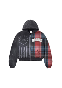 Sudadera Premium de Estilo Urbano con Estampado Personalizado, Bordado Desgastado y Pedrería, Sudadera Extra Grande Lavada OEM - Product Image 6