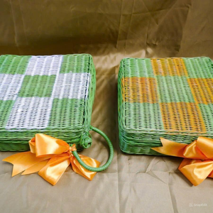 Cesta de caja de regalo de ratán de mimbre llamativa colorida para Cajas de Regalo De Ramadán decoración de vacaciones regalo de Ramadán Eid hecho en Vietnam - Product Image 3