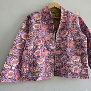 Veste en coton Boho, vintage matelassé court bloc imprimé en gros lot vestes femmes faites à la main portent des manteaux, designer blazer - Product Image 3