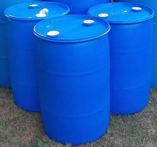 Barril de plástico de alta qualidade, tambor de plástico HDPE de 200 litros com tampa aberta, tambor de plástico azul, barril de produtos químicos